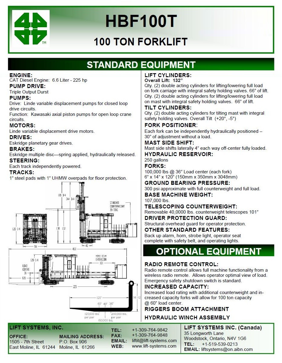HBF100T - 100 Ton Forktruck on tracks - PG1